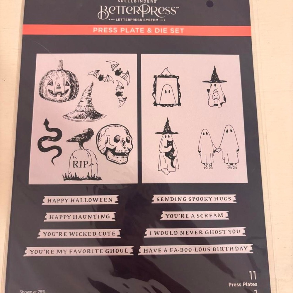 Spellbinders BetterPress Halloween Press Plate & Die Set BP-079 Pumpkins Ghosts